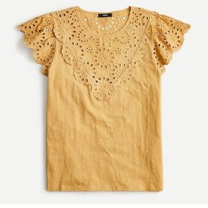 J. Crew Embroidered Flutter Sleeve Tee